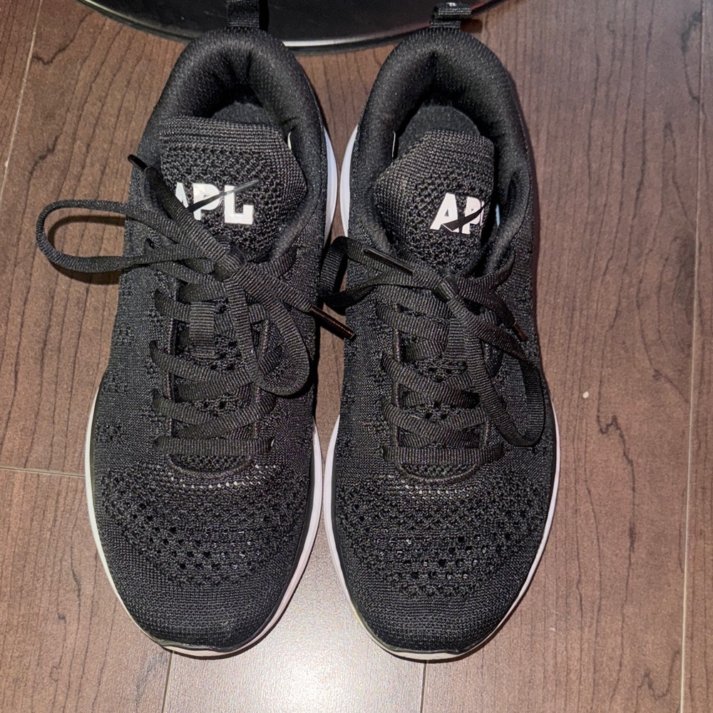 APL Black Knit Running Sneakers with White Outsoles
